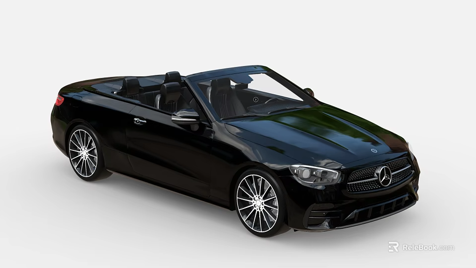 Black Mercedes Convertible Car With Sleek Exterior And Black Interior Design 3d model 