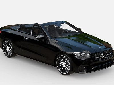 Black Mercedes Convertible Car With Sleek Exterior And Black Interior Design 3d model
