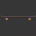Blue Skateboard With Textured Deck And Orange Wheels On Dark Background