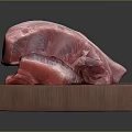 Fresh Raw Meat Cuts Placed On Wooden Cutting Board For Cooking