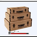 Stacked Wooden Storage Boxes With Paris Lettering Metal Hardware And Small Key