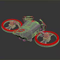 Modern Drone Concept Design With Four Rotors Red Rings Gray Body And Aerodynamic Structure