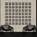 Sofa Background Wall Design With White Wall Arranged Bookshelves Books And Green Transparent Chairs