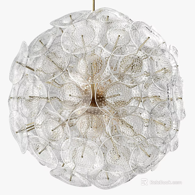 Elegant Modern Crystal Chandelier With Transparent Glass Petal And Round Design Details 3d model 