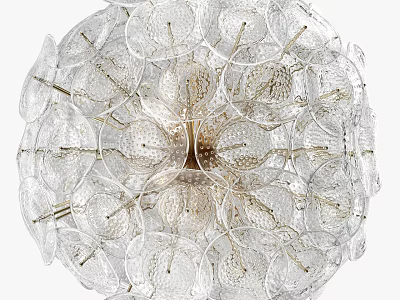 Elegant Modern Crystal Chandelier With Transparent Glass Petal And Round Design Details 3d model