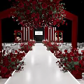 Elegant Banquet Hall With Red Decor D And W Letters Red Carpet And Flower Arrangements