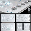 Kitchen Electric Cooktops With Black Surface Control Knobs And Multiple Heating Zones
