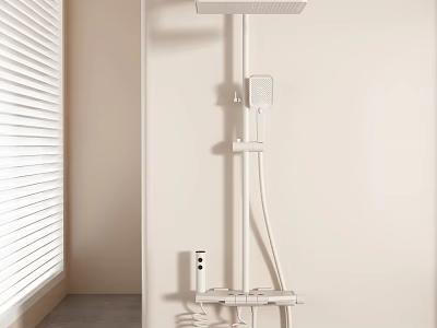 Modern White Wall Mounted Bathroom Shower System With Rainfall Head And Handheld Sprayer 3d model