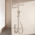 Modern White Wall Mounted Bathroom Shower System With Rainfall Head And Handheld Sprayer 3d model