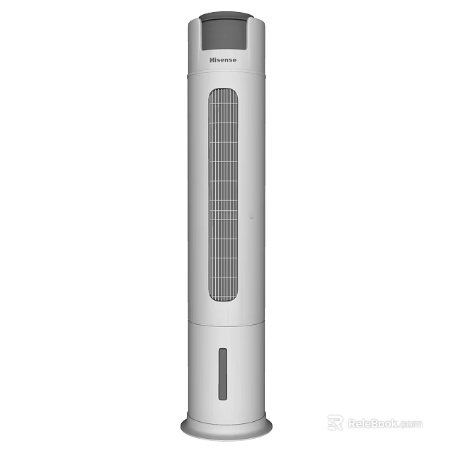 Slim White Tower Air Conditioner Fan With Vertical Grille Panel Design 3d model 