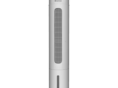 Slim White Tower Air Conditioner Fan With Vertical Grille Panel Design 3d model