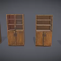 Classic Wooden Wardrobe Collection With Double Doors Glass Panels And Open Shelves