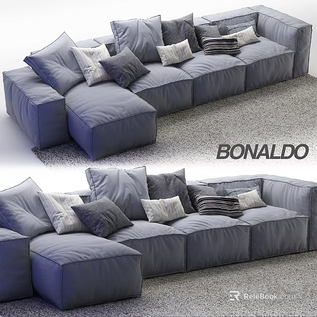 Modern Gray Sectional Sofa Set With Decorative Cushions And Bonaldo Design 3d model 