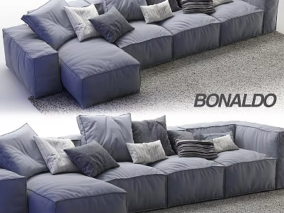 Modern Gray Sectional Sofa Set With Decorative Cushions And Bonaldo Design 3d model