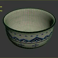 Elegant White Decorative Bowl With Blue Rim And Intricate Blue Patterns For Home