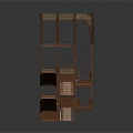 Gothic Style Wooden Architectural Model With Arched Windows And Multi Level Staircase