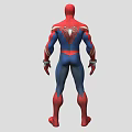 Spider Man Character In Red And Blue Costume With Spider Emblem And Gloves