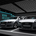 Packing of parking spaces in modern exhibition hall 3d model