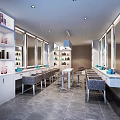 Modern Beauty Hair Salon Interior Design With Multiple Mirrors Workstations And Storage Cabinets