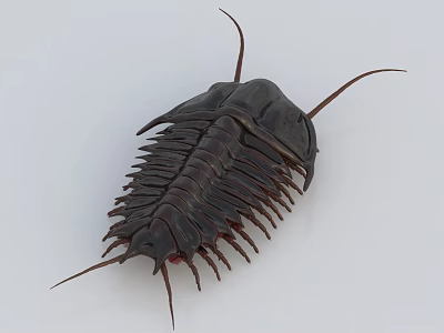 Dark Colored Reptile With Segmented Body Carapace Long Antennae And Multiple Legs 3d model
