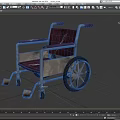 Medical Equipment Wheelchair Featuring Red Upholstered Seat And Metal Frame With Spoked Wheels