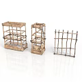 Handmade Bamboo Storage Shelves For Home Organization With Woven Design And Different Sizes