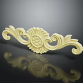 Detailed Cream Colored Carved Ornament Featuring Floral Motif And Curved Scrolls