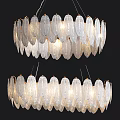 Elegant Modern Feather Shaped Transparent Chandelier With Illuminated Layered Light Design 3d model