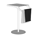 White Modern Corner Table With Round Base And Hanging Black Cloth 3d model