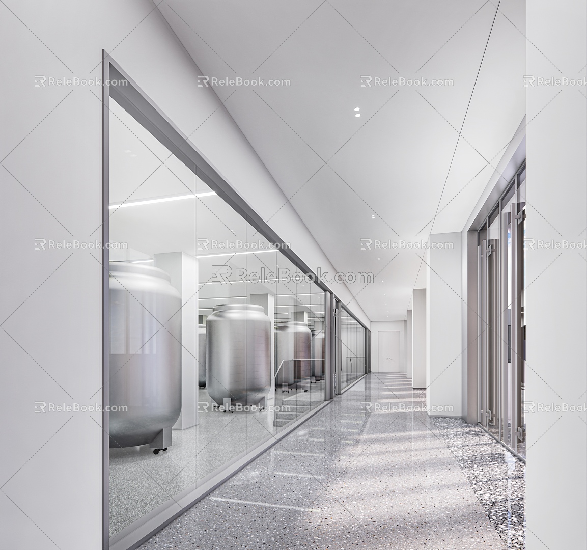 Office Corridor Scientific Research Institute Laboratory Display Corridor Technology Simple Style 3d model