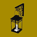 Black Metal Wall Light With Decorative Scroll Design And Glass Shade