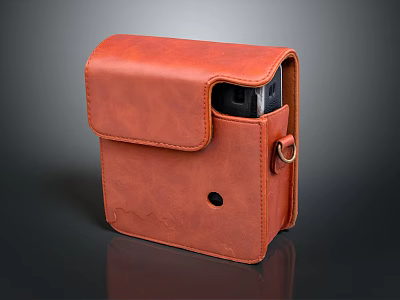 Brown Leather Camera Case Featuring Stylish Design And Secure Clasp For Daily Use 3d model