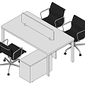 Modern Office Desk Setup With Ergonomic Chairs And Drawer Cabinet 3d model