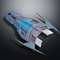 Blue Metallic Spaceship Featuring Sharp Wings and Detailed Design for Space and Aerospace Missions