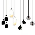 Black And White Modern Pendant Lights With Various Designs And Glass Shades