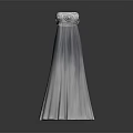 Elegant White Long Dress With Decorative Ruffled Top And Flowing Gradient Skirt