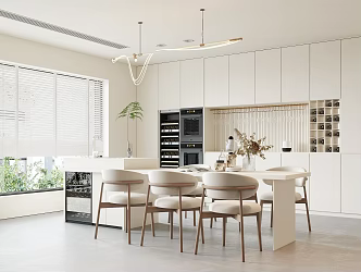 Cream Style Restaurant Nakajima Restaurant Dining Table and Chair Combination Dining Table Dining Chair 3d model