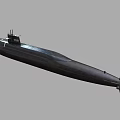 Black Military Submarine Model With Long Hull And Antenna Structure