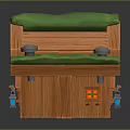 Wooden Cabin Design with Green Roof Red Door Wooden Structure Metal Details