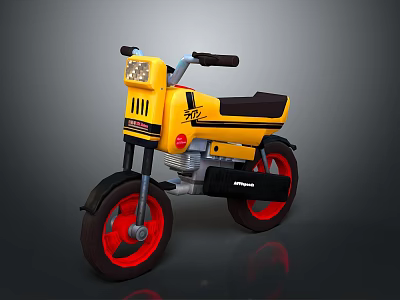 Yellow T-Rex Kids Toy Motorcycle With Red Wheels Black Seat And Headlight 3d model