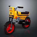 Yellow T-Rex Kids Toy Motorcycle With Red Wheels Black Seat And Headlight