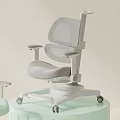 Modern Children's Chairs In Light Green And Gray With Breathable Backrest And Wheels