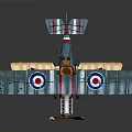 Detailed Vintage Blue Biplane Model With Roundel Markings Propeller And Wheels For Space Exploration