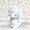 White Robot Doll With Blue Eyes Round Head And Circular Details Design