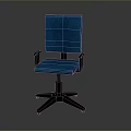 Blue Office Chair With Armrests Black Base And Rolling Casters
