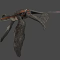 Realistic Flying Pterosaur With Red Gray Wings And Long Tail 3d model