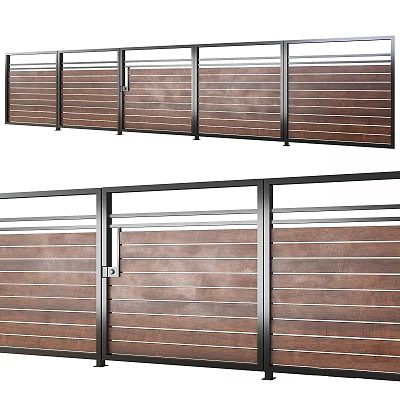 Modern Interior Room Dividers With Vertical Wooden Slats And Metal Frames 3d model
