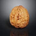 Single Natural Brown Whole Walnut With Textured Shell On Dark Reflective Background 3d model