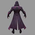 Man In Purple Hooded Coat With Bare Chest Purple Pants Knee Pads And Boots