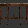 Antique Wooden Console Table With Ornate Carved Legs And Marble Top